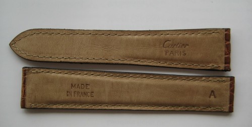 GENUINE CARTIER TANK WATCH STRAP BAND BROWN MAT REPTILE LEATHER 19 x 16 mm - Picture 4 of 10