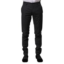 DOLCE & GABBANA Pants Gray Striped Cotton Formal Men Trousers IT44/W30/XS 560usd