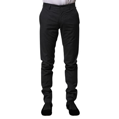 DOLCE & GABBANA Pants Gray Striped Cotton Formal Men Trousers IT44/W30/XS 560usd