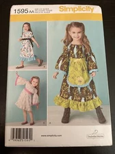 SIMPLICITY PATTERN 1595  DRESSES  GIRLS  SIZES 1/2 1 2 3   UNCUT