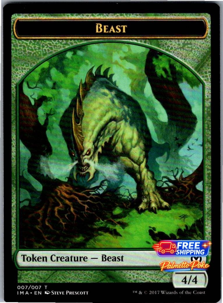 Beast Token (007) 7 Token Iconic Masters MTG Lightly Played
