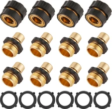 12 Piece Garden Hose Quick Connector Brass 3/4" GHT Thread Water Hose Adapter