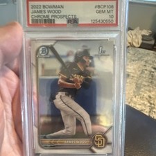 Bowman 2022 Chrome Prospects James Wood RC #BCP-108 PSA 10 Baseball Padres