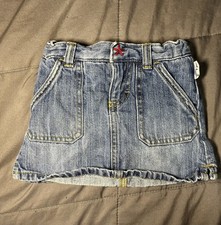 Vintage OshKosh B  gosh Toddler Girl Denim Skirt 2T Embroidered Adjustable Waist