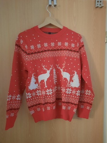 XMAS Rentier Pullover Damen S – Strick Weihnachten – Rot – NEU - Bild 1 von 10