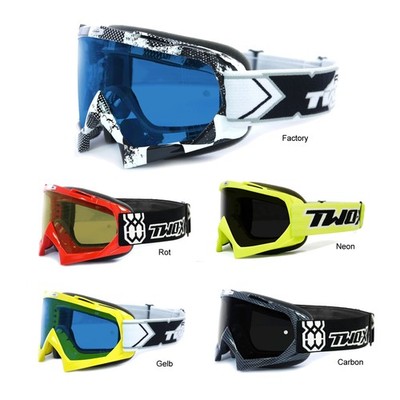 Motocross-Brille TWO-X Crossbrille Race MX Enduro schwarz grau getönt