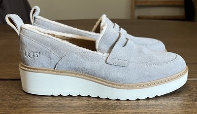 UGG Atwater Spill Seam Platform Loafers Size 7 Gray Suede