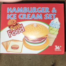 Fast Food Toy Food Hamburger Ice Cream Pretend Play Set for Ages 3 3-7