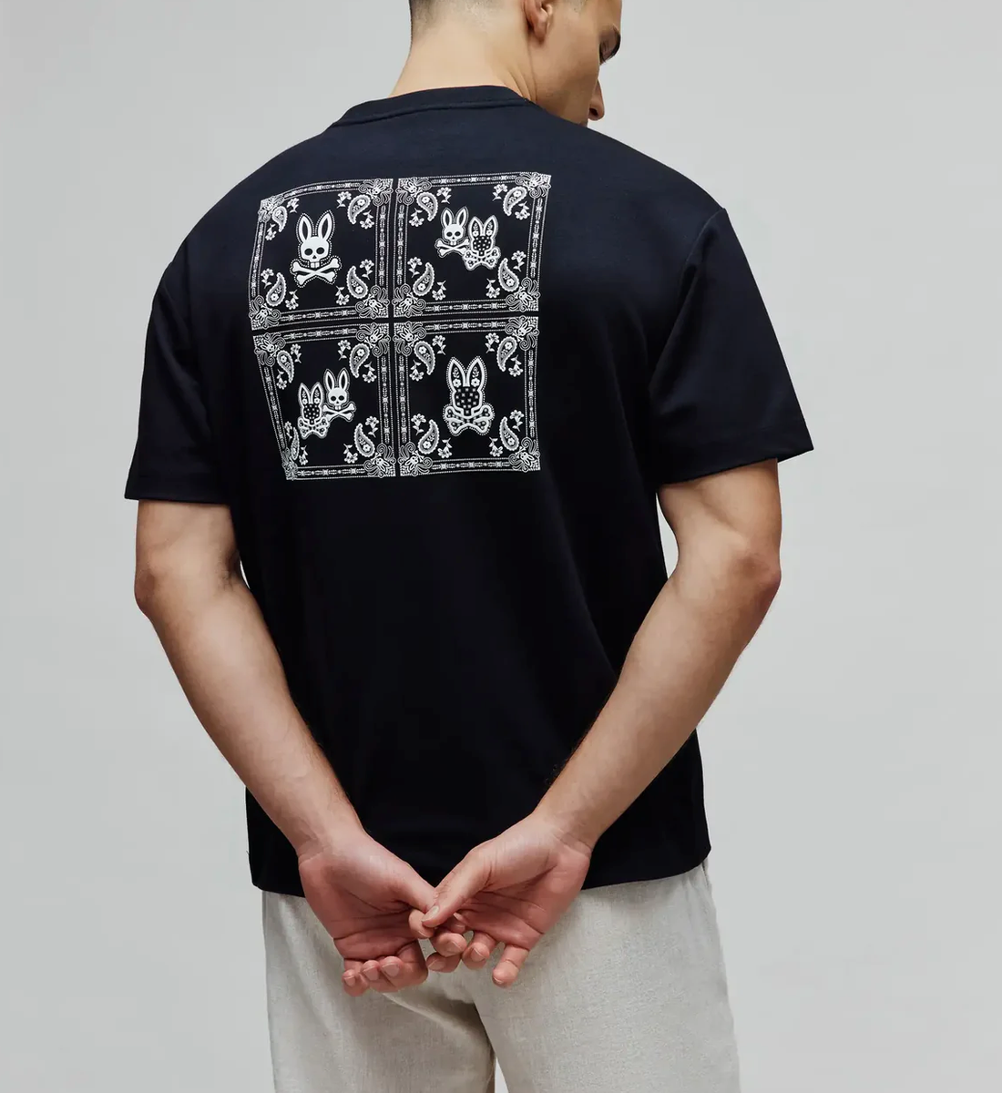 NEW* Men Psycho Bunny Luke Back Graphic Tee BLACK (MT0200233 001