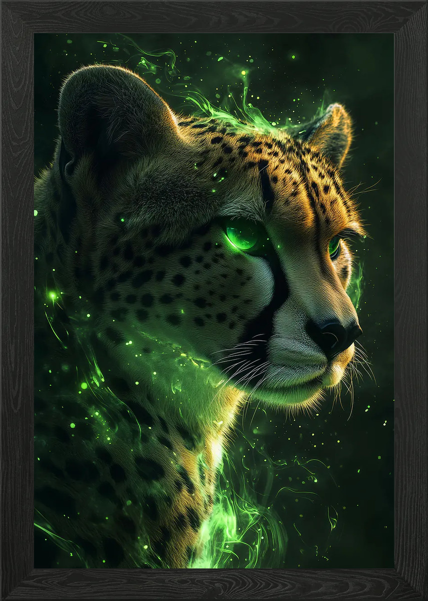 Póster arte de pared enmarcado guepardo espíritu verde lienzo impresión cuadro