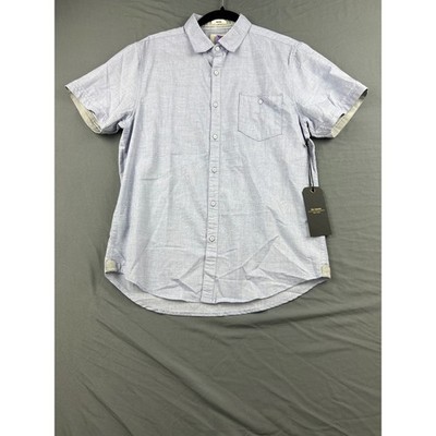 Six Lincoln Button Down Shirt Men Medium Blue NWT Slim Fit Short Sleeve GN9A4BLU