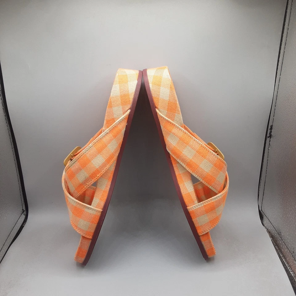 Женские сандалии-шлепанцы Camper Atonik крест-накрест 11 М оранжевые разноцветные клетчатые A152 - Изображение 3 из 4