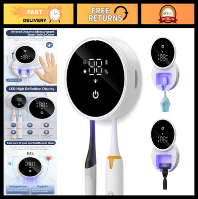 Wall-Mounted UV Toothbrush Holder with LED Screen, Auto-Cleaning & Drying for Ho