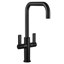 Clever Alpina Black Kitchen Mixer Tap with Dual Handles Modern Design UK