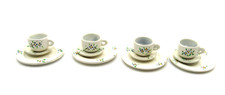 DOLLHOUSE MINIATURE SET OF 4, 3 piece sets of Plates/DISHES w/ TEA CUPS 1:12