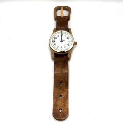 Giant 16  Wooden Wrist Watch Shaped Wall Clock Stained Wood Battery Quartz