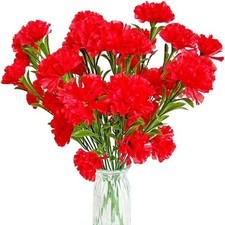 2 Pack Realistic Silk Fake Carnations Artificial Flowers Bouquets Mother's Day