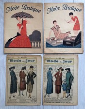 2x Revues LA MODE PRATIQUE Année 1928 + 2 Revues LA MODE DU JOUR 1921