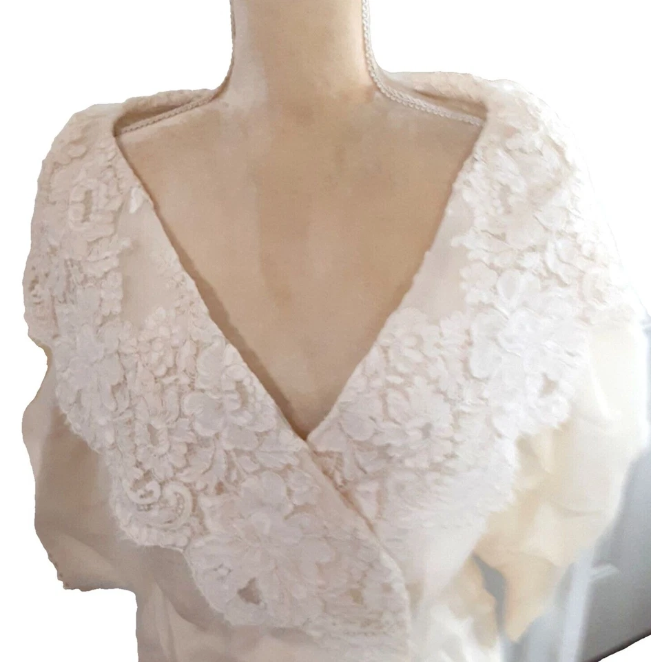 Blusa Chaqueta Formal De Colección Watters & Watters Marfil 100% Seda Talla 10 Boda Foto 2 de 4