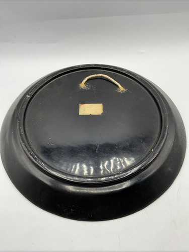 Chinese Wall Art Round Black Lacquer Mother of Pearl Geisha Plaque Vintage (SN) - Picture 21 of 24