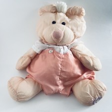 Fisher Price Vintage 1986 PUFFALUMP Peach Bear Cub 8006 Romper Outfit 17" Plush