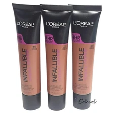 3 pack L'Oreal Paris Infallible Total Cover Foundation, 311 Creme Cafe,1 fl. oz.