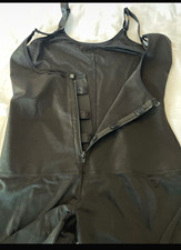 Women's Black One-Piece Shapewear Bodysuit Front Zip Adjustable Straps L