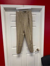 Classiques Entier Tan Pleated Cuffed Linen Dress Pants sz 12