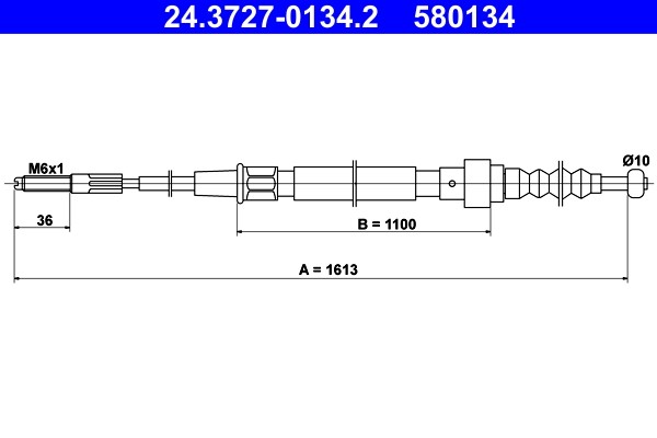 Rear ATE 24.3727-0134.2 Cable Pull, parking brake for VW