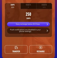 Dave and Buster's Power Card With 250 Chips Non-Expiring (READ DESCRIPTION!!!!!)