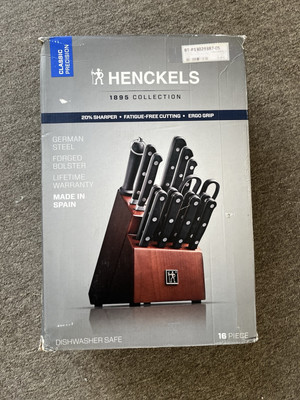HENCKELS Classic Precision 16-Piece Kitchen Knife Set with Block, Chef Knife,