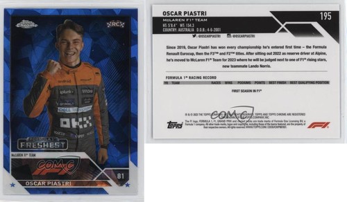 2023 Topps Chrome Sapphire Edition Formula 1 F1 Freshest Oscar Piastri #195 05ja - Picture 3 of 3