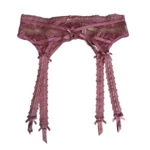 For Love And Lemons Medium Pink Lace Garter Belt Bows Glitter Lingerie Romantic