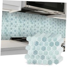 10-Sheet Hexagon Peel and Stick Backsplash for Kitchen, New Upgrade Aqua Blue