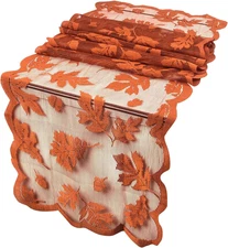 2 Pack Fall Table Runners with Maple Leaves, 13X72 Inch Thanksgiving Table Runne