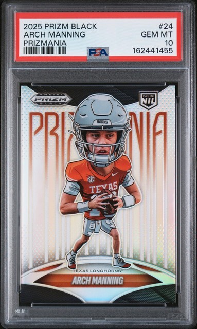 2025 Panini Prizm Black Football Arch Manning #24 Prizmania PSA 10