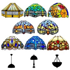 Tiffany 10-Inch Stained Glass Light Shade – For Table, Hanging or Ceiling Lamps