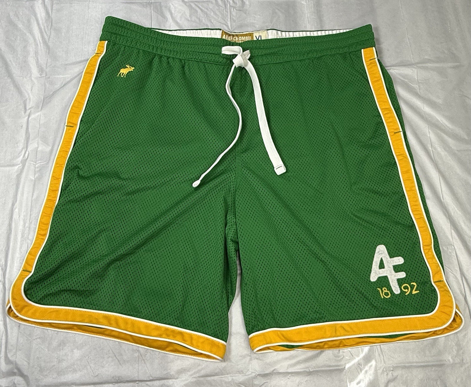 VTG Abercrombie & Fitch 1892 Green Mesh Basketball Shorts Moose Y2K Men’s XL