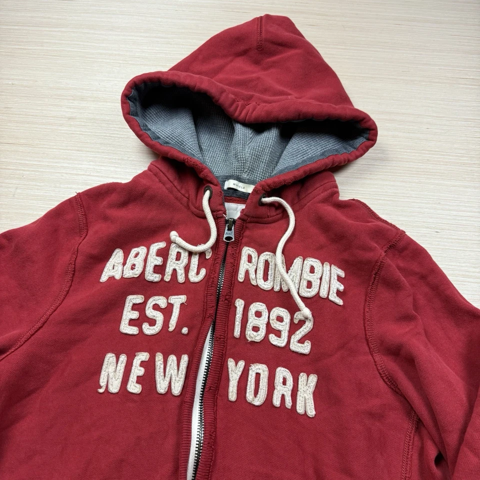 Vintage 90s Y2K Abercrombie & Fitch Muscle Hoodie Heavyweight Sweatshirt XL Logo - Image 2 of 4