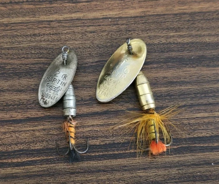 Lot De 4 Leurres Vintage Panther Martin N°2 & 4 - Noir à Points Jaunes, Italie
