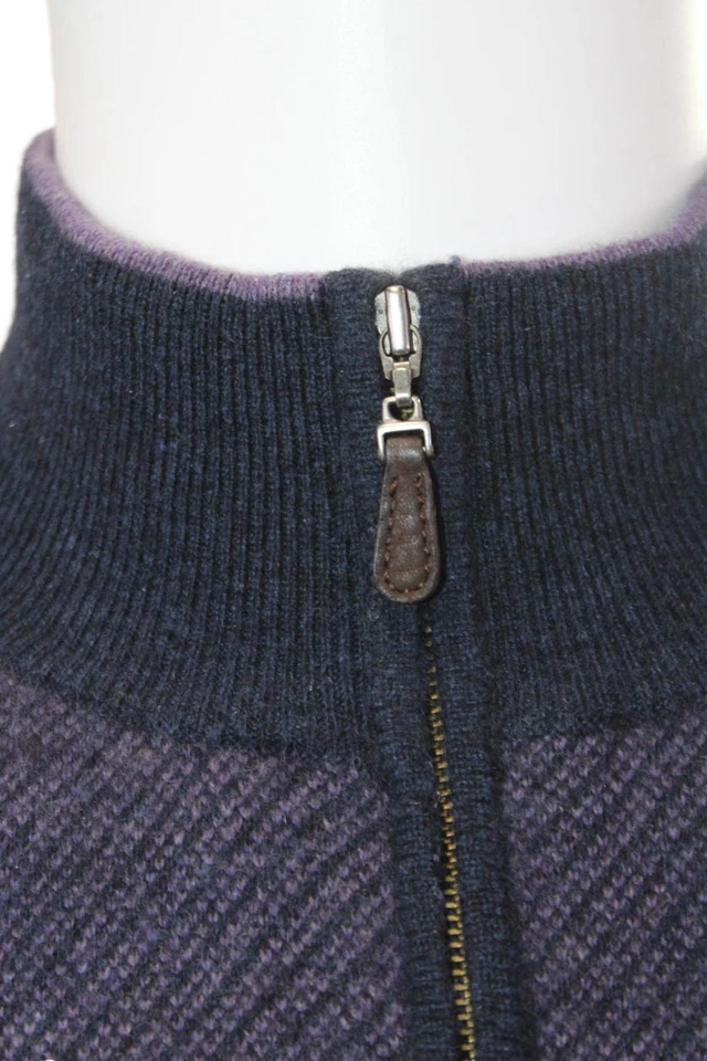 Suéter Polo Edward Archer Para Hombres Texturizado Media Cremallera Manga Larga Púrpura Talla XL Foto 4 de 4