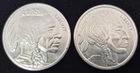 Lot of 2 - 1 Troy oz Indian Buffalo .9999 Fine Silver Rounds (#146)