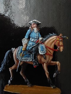 Zinnfigur(77) 30mm flach Max Emanuel ? um 1700 Blauer König beidseitig