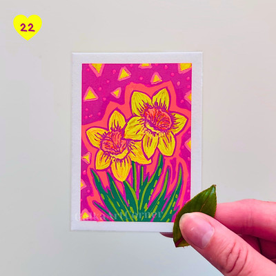 Handgefertigte Narzissenblume ACEO Kunst, Original Karte Mini Gemälde, Sammlerstücke