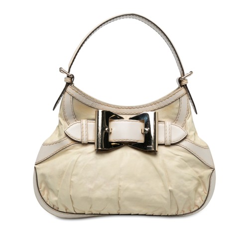 Gucci Calfskin Queen Hobo Pre-Loved Bag Off White