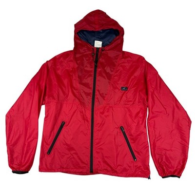 VTG Helly Hansen Jacket Mens L Red Windbreaker Hooded Lightweight Outdoors