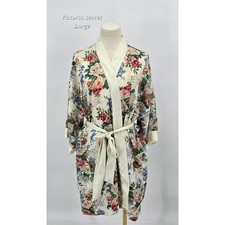 Vintage Gold Label Victoria s Secret Floral Satin Robe Kimono Belted Wrap