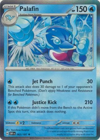 PALAFIN 062/197 OBSIDIAN FLAMES POKEMON (HOLO RARE, NM) - Picture 1 of 1