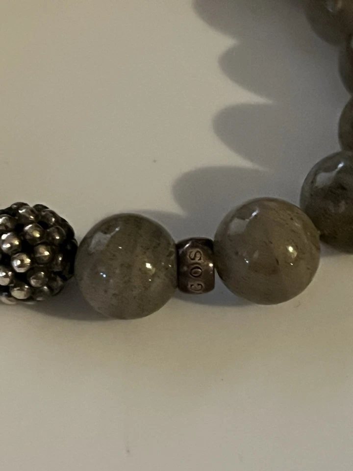 Brazalete LAGOS Caviar Firmado Labradorita Plata Esterlina Estaciones Elástico 6.5 In Foto 3 de 4