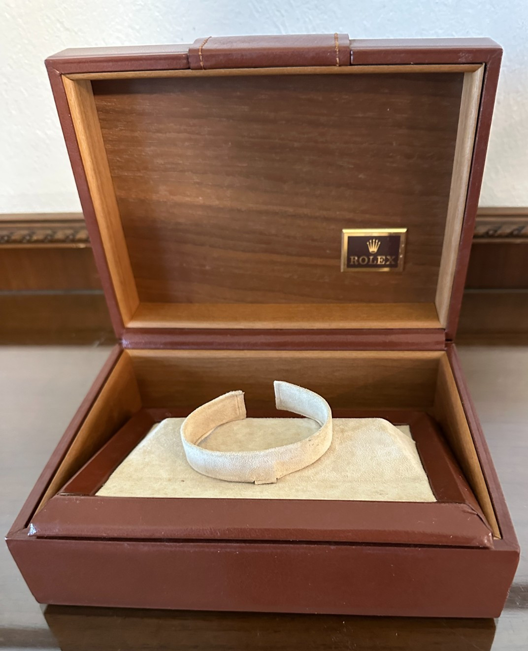 Vintage Rolex Day-Date Watch Box Case 71.00.02 Brown Wood w/ Outer Box *READ*